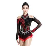 Zagitova Body Da Ginnastica Ritmica For Ragazze, Maniche Lunghe, Scintillanti Strass, Ginnastica, Spettacolo Di Danza(XXXS)