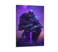 ZAHAABWS Poster decorativo da parete su tela, motivo: cavaliere corazzato con cielo notturno, stampa artistica su tela, poster decorativo moderno, per camera da letto, 50 x 75 cm