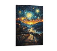 ZAHAABWS Poster decorativo da parete su tela, motivo: La Grande Muraglia sotto le stelle, stampa moderna, per camera da letto, per camera da letto, 50 x 75 cm