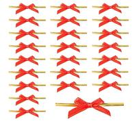 ZAHD 100 PCS Mini Fiocchi di Raso con Elastici per Matrimoni Noeuds Mini noeud de Ruban Rouge Noël Fiocchi di Raso autoadesivi in Rosso per Regalo Matrimoni Artigianali Alberi di Natale (Rosso)