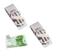 ZAHD 2 PCS ferma banconote metallo fermasoldi personalizzato uomo Fermasoldi in Metallo Sottile Fermasoldi Portatile per Banconote ferma soldi di carta Per Bill Clip Carte Supporto Contante (Argento2)