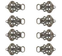 ZAHD 8 pezzi (4 paia) bottoni Dirndl ganci per costume Dirndl stabili a in metallo per costume tradizionale Dirndl metallo cardigan clip argento antico maglione clip 33 x 21 mm (Nero)