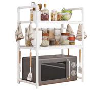 Zahoken Mensola Microonde Scaffale Da Cucina, Allargata E Ispessita, Ripiano Per Microonde Con Ganci, Ripiano Ampliabile Per Spezie A Doppio Strato Con Supporto, Ideale Per Casa Cucina Garage Bagno