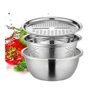 Zahoken Scolapasta In Acciaio Inox, Lavabo Multifunzionale In Acciaio Inossidabile, Set Di Ciotole Per Miscelazione 3 In 1 Per Scolapasta, Ciotola Per Insalata Con Cestello Di Scarico, Tagliaverdure