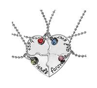 ZAHSY Bff - Collana dell'amicizia per 4 migliori amici, con ciondolo a forma di cuore spezzato con cristalli, regalo di compleanno per donne, regalo di Natale