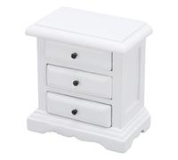 ZAICOLER 1:12 Stand da Notte delle Bambole, Tavolo da Comodino in Miniatura in Legno di Betulla per Decorazioni per la Casa con 3 Cassetti, Dimensioni Ideali di 5,2 X 5,5 X 3,4 Cm per (WHITE)