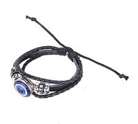 ZAICOLER Bracciale Malocchio, Gioielli da Uomo in Pelle Intrecciata a Mano, Bracciale con Perle di Vetro, Ideale Come Regalo per il Fidanzato, Viaggio, Festa, Matrimonio, Laurea