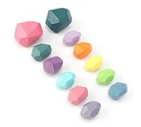 ZAICOLER Bracks in Legno, 12 Pezzi Colorati Blocchi di Bilanciamento delle Rocce in Legno di Bilanciamento di Pietre per i Bloccanti di Roccia per Bambini di Sede per Il Bambino Puzzle Giocattoli