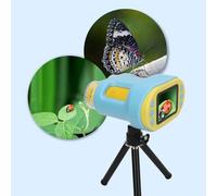 ZAICOLER Microscopio per Bambini, Microscopio Giocattolo Portatile con Schermo Multifunzionale da 2 Pollici, Microscopi per Scienze Educative Ricaricabili 1000X con 6 Luci LED Regolabili per Esterni