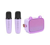 ZAICOLER Mini Macchina per Karaoke per Bambini, 5 modalità Audio e Doppia Tecnologia di Riduzione del Rumore Mini Macchina per Karaoke con Doppio Microfono e Supporto per Telefono Cambia (PURPLE)
