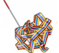 ZAICOLER Nastri da Danza per Bambini da 4 M, Stelle Filanti Colorate per Ginnastica, Graziose Bacchette da Ballo per Feste, Impugnatura Antiscivolo, Nylon Rosso e Fibra di Vetro (#1)