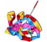 ZAICOLER Nastri da Danza per Bambini da 4 M, Stelle Filanti Colorate per Ginnastica, Graziose Bacchette da Ballo per Feste, Impugnatura Antiscivolo, Nylon Rosso e Fibra di Vetro (#2)
