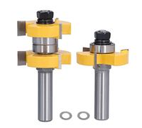 ZAICOLER Set di Bit del Router di Lingua e Scanalatura, 2 Pcs a Forma 3 Denti 2 Cuscinetti Router Bit Router Impostato con Gambo 1/2 Pollici per Rendere il Telaio della Porta