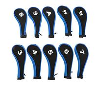 ZAICOLER Set di Copritesta per Mazze da Golf da 10 Pezzi Protezioni Durevoli in Neoprene per Mazze da Golf Durante il Trasporto, Lavori per Legni e Ferri (BLUE)
