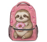 Zainetto a forma di ciambella rosa con bradipo per bambini zaino da scuola con stampa carina zaino da viaggio per adolescenti, Colore 2, L