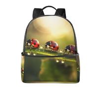 Zainetto a forma di coccinelle per donne e uomini, con gocce d'acqua, per adolescenti, scuola, libri, casual, per college, viaggi, lavoro