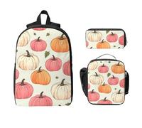 Zainetto a forma di zucca, per ragazze e ragazzi, con borsa per il pranzo, astuccio per il Ringraziamento, 3 pezzi, borse per la scuola, isolanti, regali per donne e uomini