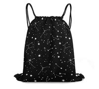 Zainetto A Sacca Zodiac Constellation Galaxy Black Starry Night Stars Glow Dark Midnight Borsa con Coulisse Unisex Sacca da Palestra Adulto Borsa di Sportiva per Spiaggia Viaggio Scuola 36X42Cm