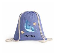 Zainetto Asilo Personalizzato con Nome per Bambini - Sacca con Cordoncino - Zaino Scuola Materna e Nido con Grafica Animali - Idea Regalo Bambino - Sacca per cambio neonato - zaino per giochi (Blu)