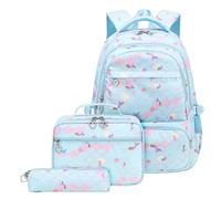 Zainetto Bambino, Zaino Scuola Elementare Bambina Scomparti Multipli, Zaino per la Scuola elementare con Pranzo e Set di matite per Ragazze dalla Terza alla sesta elementare, Zaino ergonomico
