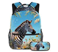 Zainetto carino zebra e fiore grande capacità astuccio per bambini ragazza ragazzo donne uomini studenti durevole leggero molte tasche lavoro carino nero bianco gatto cane borsa da viaggio,