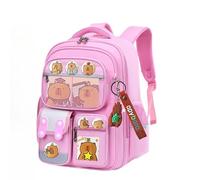 Zainetto casual carino, perfetto per adolescenti e alunni della scuola primaria, completo di un ciondolo adorabile e di una cartolina regalo.,Rosa,small size