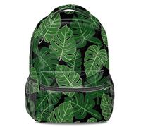 Zainetto con stampa tropicale scura, colore: foglia di tè Monstera e scarlatto uccello del paradiso, zaino alla moda per, Colore 5, L