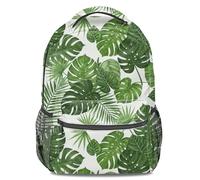 Zainetto con stampa tropicale scura, colore: foglia di tè Monstera e scarlatto uccello del paradiso, zaino alla moda per, Colore 4, L