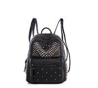 Zainetto in pelle sintetica con rivetti e borchie carine per donna, Nero, GRANDE-PICCOLO