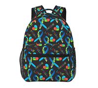 Zainetto in poliestere resistente per lavoro da escursionismo Corsa Borsa a tracolla multiuso antifurto di grande capacità, Nastro colorato per la consapevolezza dell'autismo Puzzle Zaino nero da vi