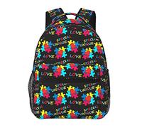 Zainetto in poliestere resistente per trekking, picnic, passeggiate, ciclismo, borsa a tracolla multiuso antifurto di grande capacità, puzzle colorato, consapevolezza dell'autismo, zainetto casual n