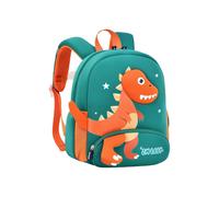 Zainetto per bambini a tema dinosauri per l'asilo, anti-smarrimento, adatto per documenti A4, verde e arancione, resistente e leggero.