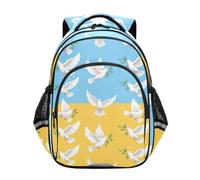 Zainetto per Bambini, Blu Oliva Giallo Bandiera della Pace Zaino Scuola Elementare, Bandiera Pace Giallo Blu Oliva, 15 Inch, classico