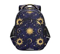 Zainetto per bambini, celestiale oro sole luna zaino scuola elementare, Lune d'oro celesti del sole, 17 Inch, classico