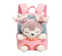 Zainetto per Bambini, Zaino Scuola Ragazza con Peluche di Renna Rimovibile, Morbido Zaino Bambine Asilo Scuola Elementare, Borse Scuola Materna Bambini per Bambine Ragazza 2 3 4 5 6 Anni, 26x22x10cm