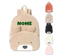 Zainetto Personalizzato Con Nome Da Ricamare,Sacca Asilo Personalizzata Zaino Scuola Elementare Bambina Bambino Con Design Di Ourson Renardet Chiot (Orso cachi)