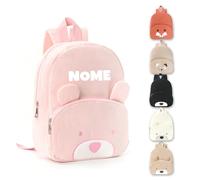 Zainetto Personalizzato Con Nome Da Ricamare,Sacca Asilo Personalizzata Zaino Scuola Elementare Bambina Bambino Con Design Di Ourson Renardet Chiot (Orso rosa)