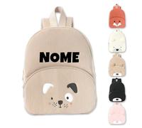 Zainetto Personalizzato Con Nome Da Ricamare,Sacca Asilo Personalizzata Zaino Scuola Elementare Bambina Bambino Con Design Di Ourson Renardet Chiot (Piccolo cane)