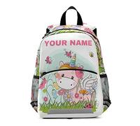 Zainetto personalizzato per bambini, zaino personalizzato per bambini per ragazzi e ragazze, simpatico cartone animato unicorno su un prato zaino asilo scuola materna borsa da viaggio, Multicolore, M