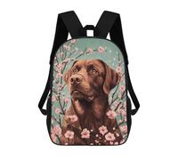 Zaini 3D Per Bambini, Zaini Scolastici Chocolate Labrador with Cherry Blossoms Labrador Floral Wall Art Zaini Scolastici Stampati in 3D Per Ragazzi, Studenti Delle Scuole Elementari E Medie 17inch