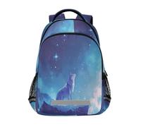 Zaini a tema stella con lupo e arte moderna per bambini zaino per studenti zaino per libri per ragazzi ragazze borsa casual, Arte moderna tema lupo stella, Taglia unica