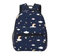 Zaini acquerellabili con razzi spaziali e stelle, zaini per laptop per viaggi e lavoro, borse leggere per libri per uomini e donne, Cielo notturno stelle luna nuvole, One Size, Zaino daypack