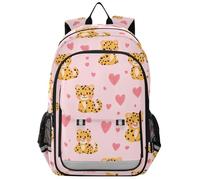 zaini alla rinfusa per bambini 8-12: borsa moderna libri per le donne in colori assortiti - Happy cartoon leopardo rosa