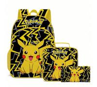 Zaini, borse per il pranzo, astucci per penne con stampa 3D di cartone animato Pikachu Pokemon, per studenti delle scuole elementari FumettoPoliestere