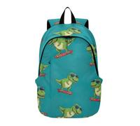 Zaini casual da donna con dinosauri verdi del fumetto skateboard blu personalizzato per il ritorno a scuola regali per adulti