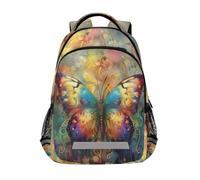 Zaini colorati con farfalla mistica per bambini borsa scolastica zaino per studenti borsa per libri per ragazzi ragazze borsa casual, Misticismo Farfalla Colorata, Taglia unica