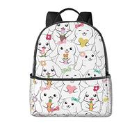 Zaini con cane dagli occhi azzurri per ragazze e ragazzi, borse scolastiche elementari per scuola materna Bookbags zaino per la scuola, Coniglio animale sveglio del fumetto, One Size