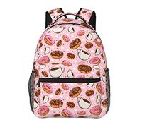 Zaini con carlino, zaini per computer portatili per viaggi e lavoro, borse leggere per libri per uomini e donne, Ciambella al caffè rosa, One Size, Zaino daypack