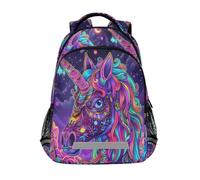 Zaini con unicorno astratto per bambini, borsa scolastica, zaino per studenti, borsa per libri per ragazzi e ragazze, borsa casual, Unicorno Arte Astr, Taglia unica