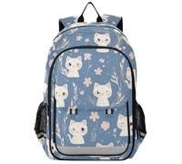 zaini cool kids 8-12: bookbags casual per studenti in colori assortiti - Peach Cute White Cats Spring Blue